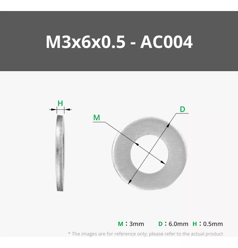 M3x6x0.5 Arandela Plana de Acero Inoxidable Bambu Lab - 100UND
