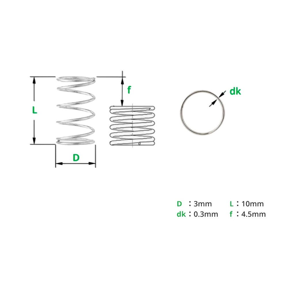 Resorte de Compresión Helicoidal 0.3x3x10mm Bambu Lab - 20UND