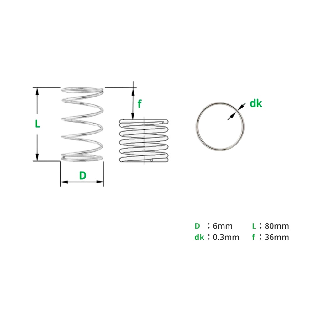 Resorte de Compresión Helicoidal 0.3x6x80mm Bambu Lab - 5UND