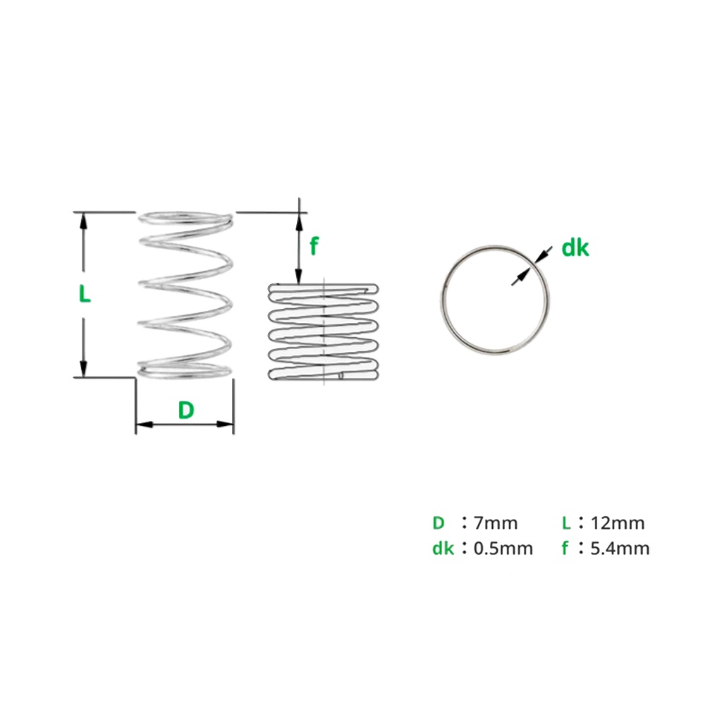 Resorte de Compresión Helicoidal 0.5x7x12mm Bambu Lab - 10UND