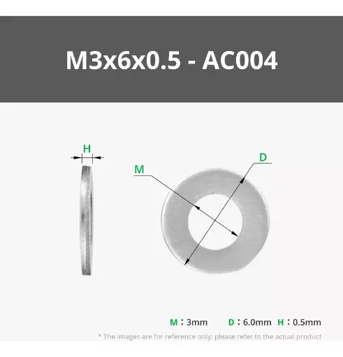 [AC004] M3x6x0.5 Arandela Plana de Acero Inoxidable Bambu Lab - 100UND