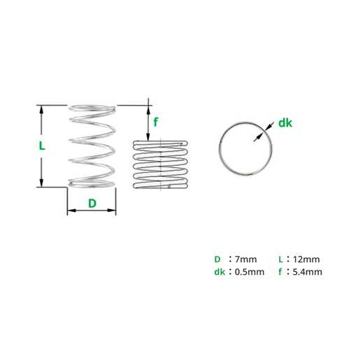[BB005] Resorte de Compresión Helicoidal 0.5x7x12mm Bambu Lab - 10UND